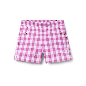 Janie and Jack Girls Gingham Plaid Check Button Shorts 7 Purple White